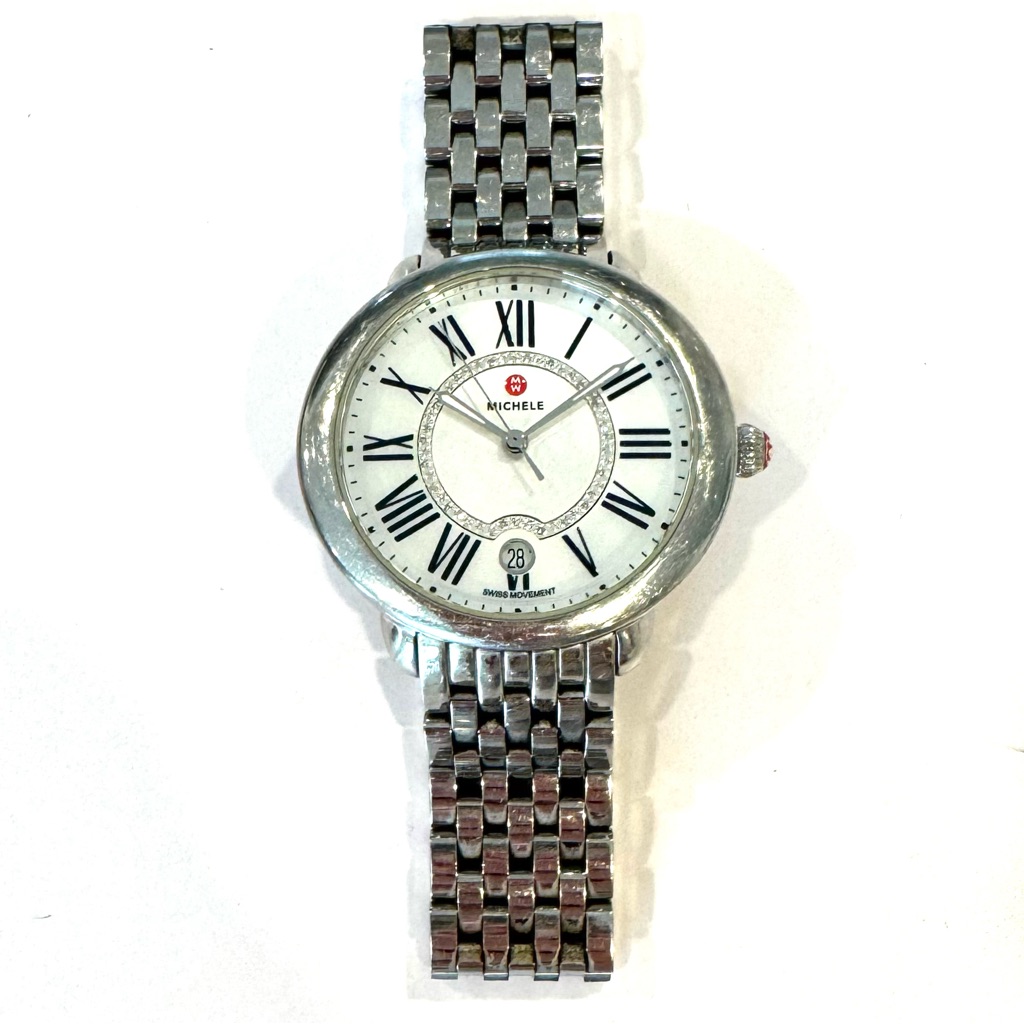 Michele Serein Diamond  Mother Of Pearl Dial Steel Womens Watch Mw21b00a0963